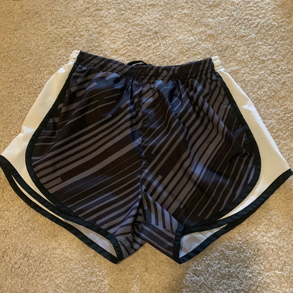 Nike dry fit athletic shorts size small. Black, dark grey and white.